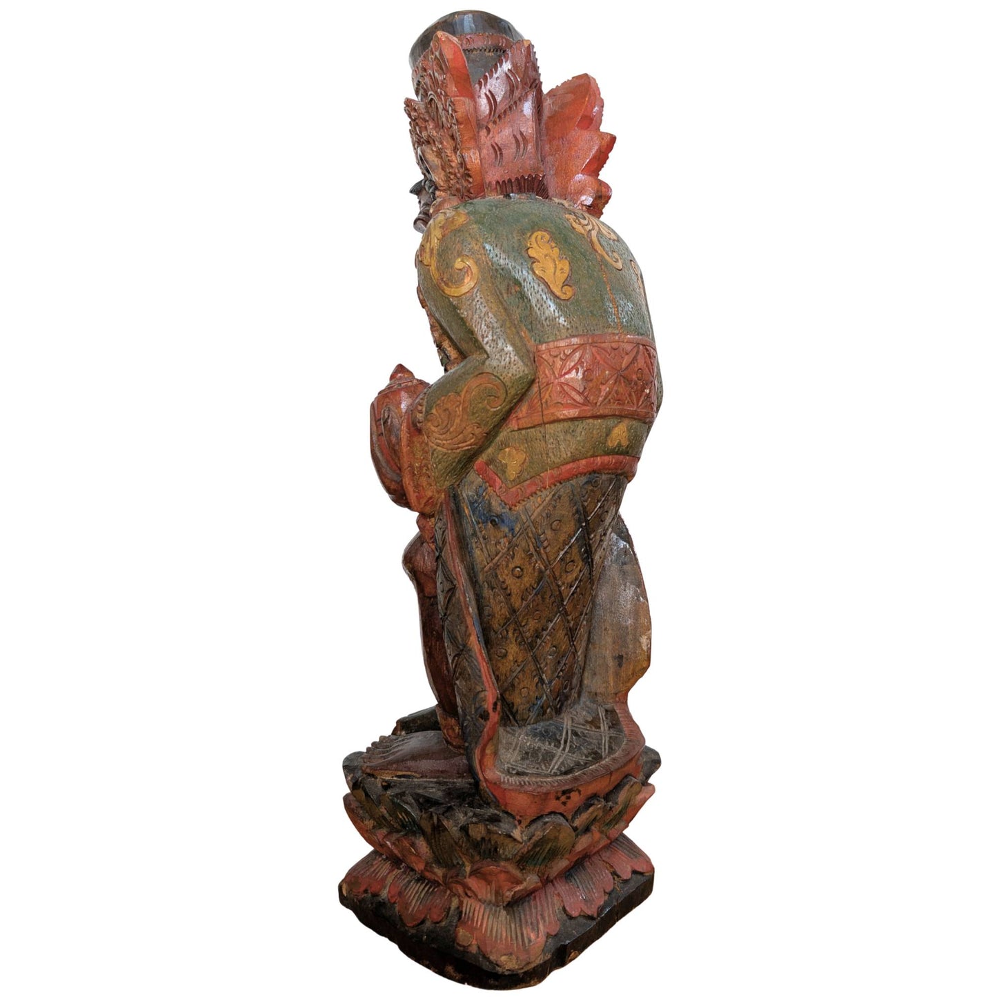 Vintage Balinese Wood Carving – Rishi with Kamandalu – Polychrome – 52 cm