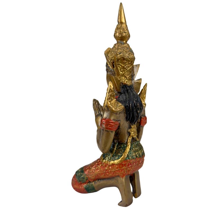 Thai Thepanom Temple Guardian Statue – Gilded and Polychrome – Kneeling Devotional Figure