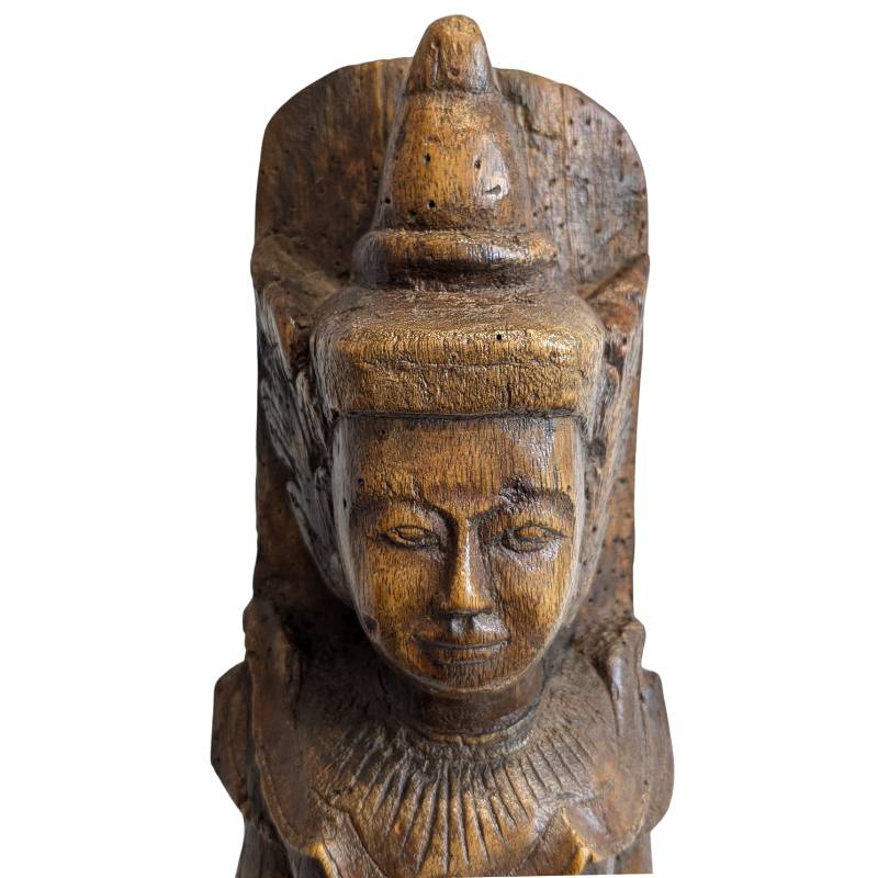 Burmese Nat figure Thagyamin – Wooden temple statue, 19th century