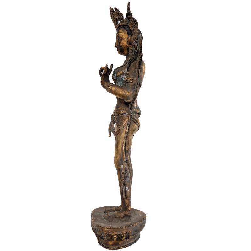 Nepal Tara fire-gilt bronze statue unique Himalaya with utpala lotus varada mudra