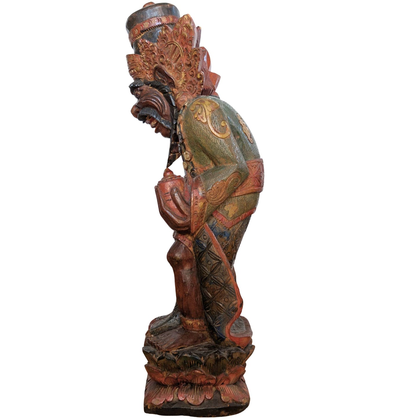 Vintage Balinese Wood Carving – Rishi with Kamandalu – Polychrome – 52 cm