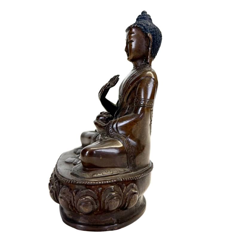 Antique Nepalese Bronze Medicine Buddha (Bhaisajyaguru) - 13cm - 800g