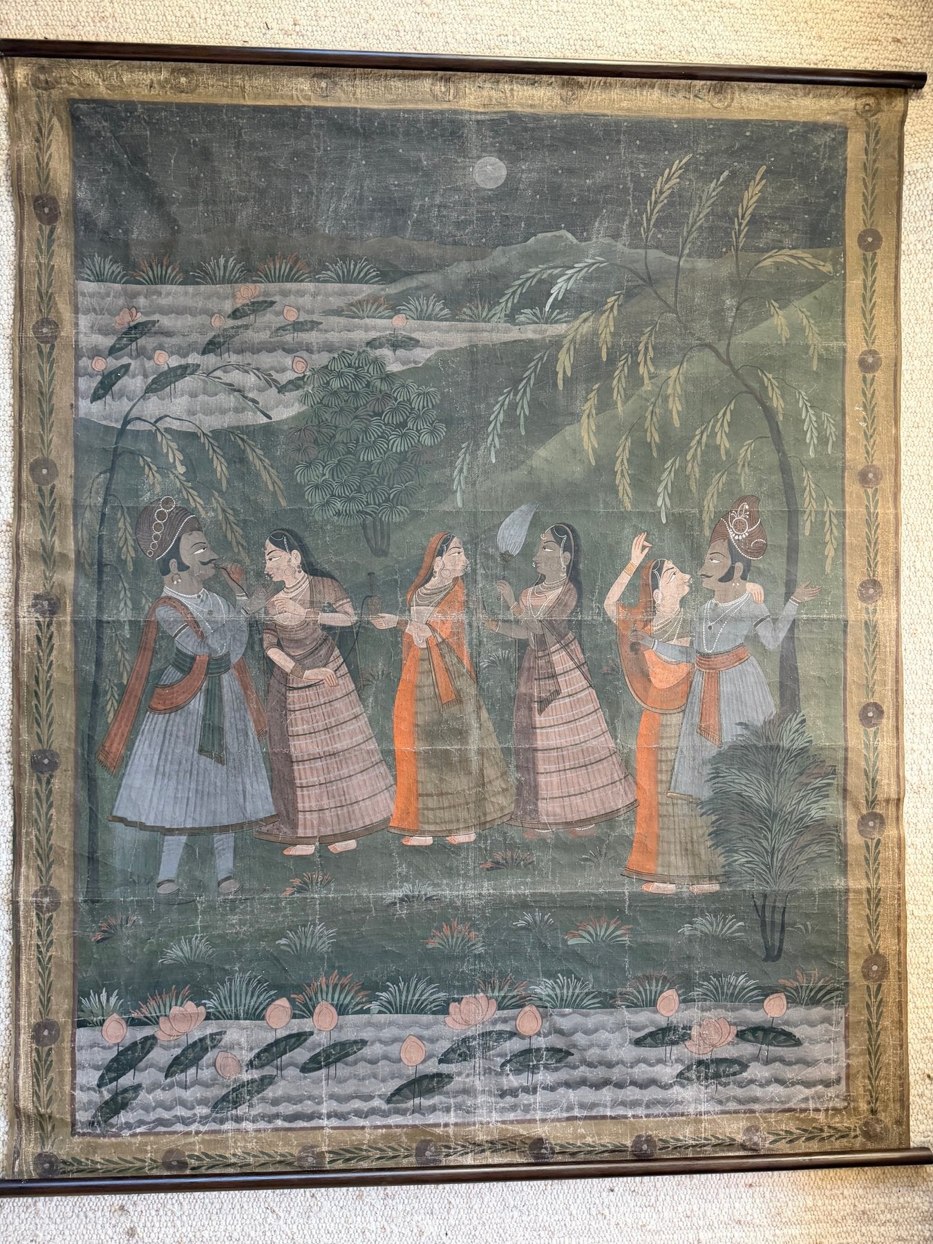 Antique Pichwai painting Krishna & Gopis – India ca. 19th century