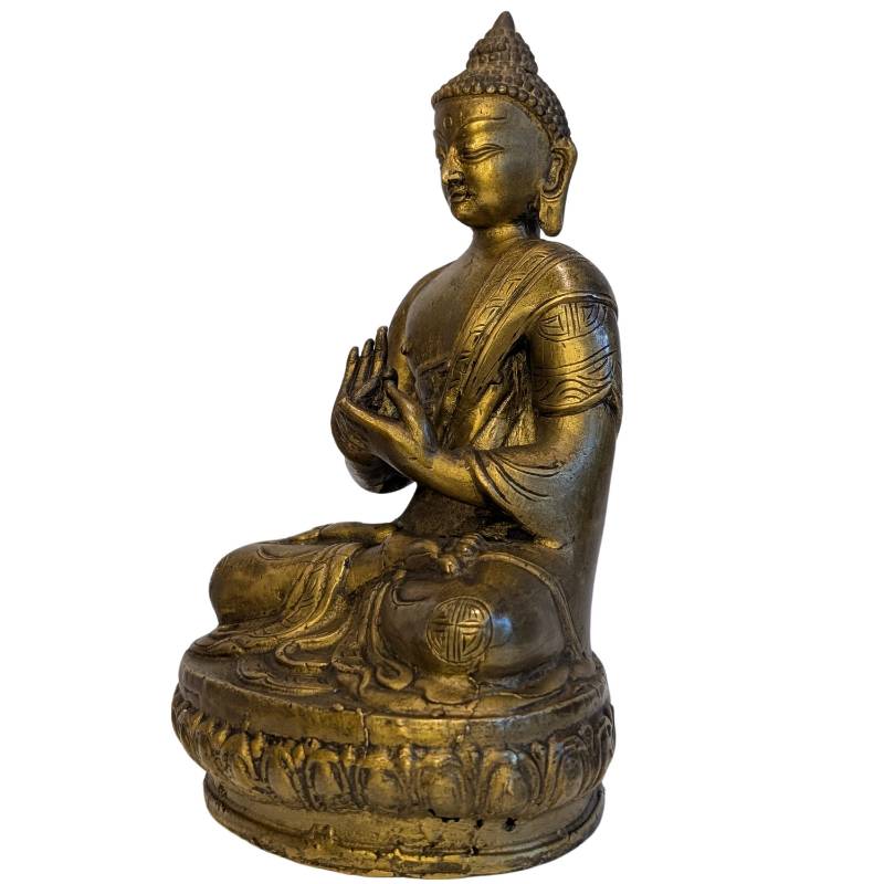 Antique Asian bronze Buddha statue in Dharmachakra mudra (Lot 123)
