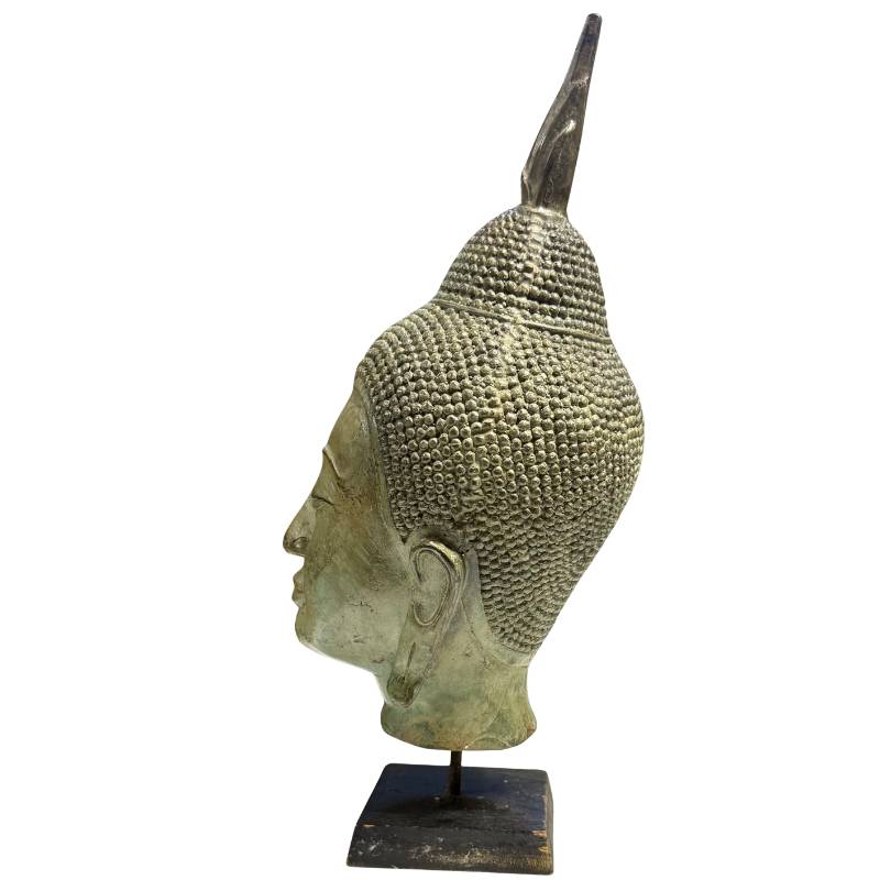 Back of Buddha head sculpture Thai bronze details