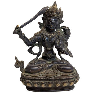 Statue de Manjushri en bronze – Bodhisattva de la sagesse