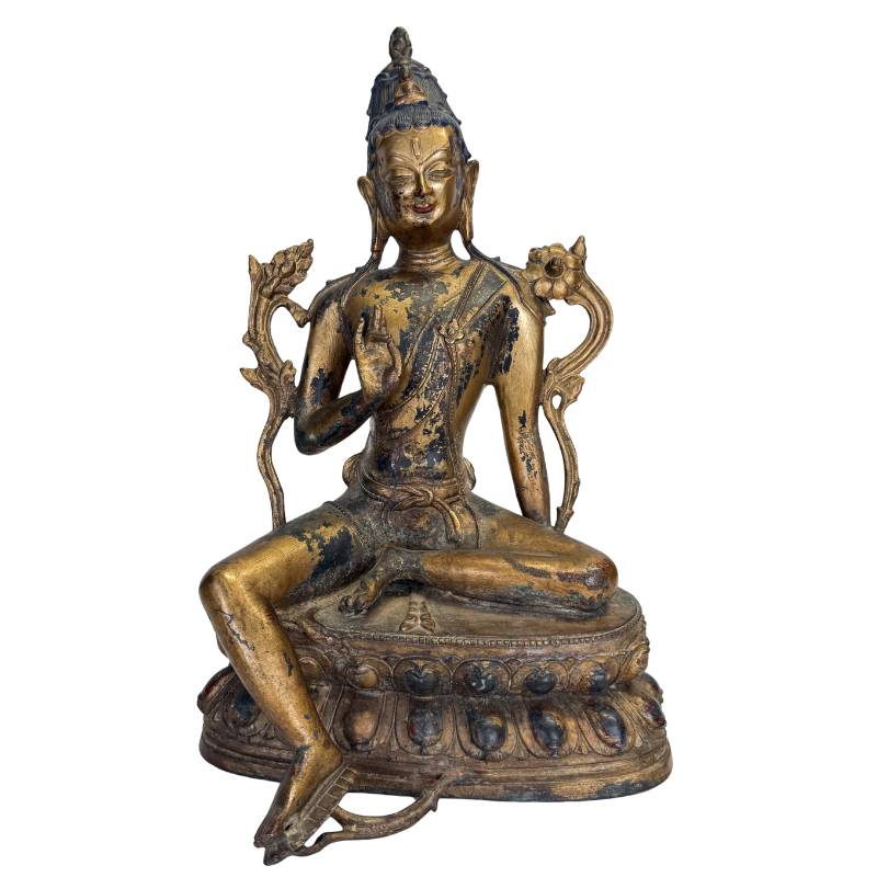 Gilded bronze Avalokiteshvara Buddha statue in Sino-Tibetan style