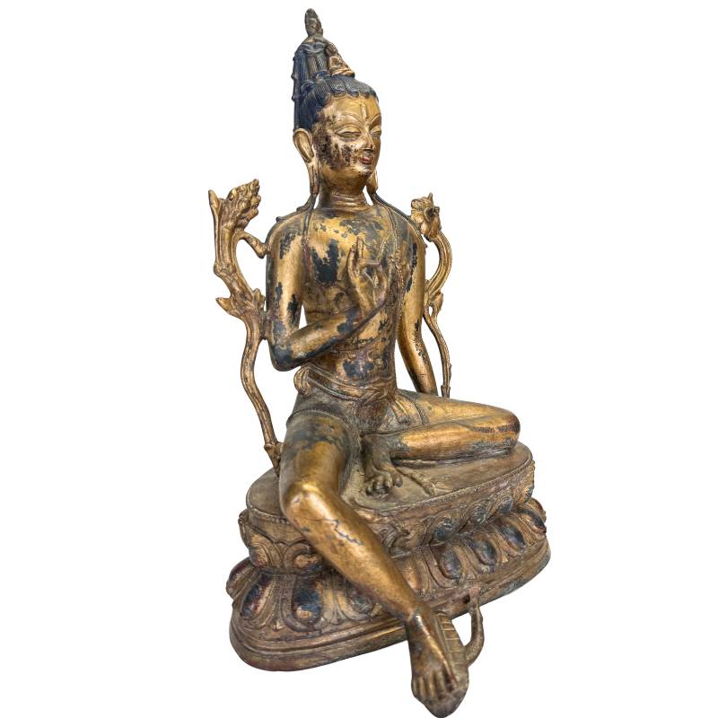 Avalokiteshvara Bodhisattva statue seated on a double lotus throne
