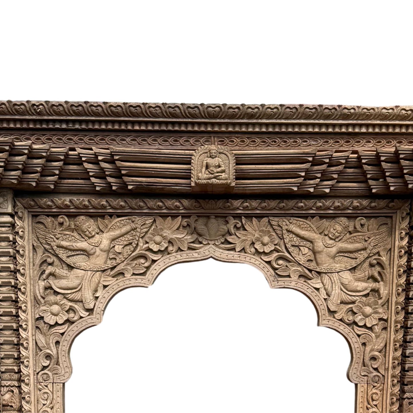 Detail of 19th-century teak wood core sculpture, architectural antique