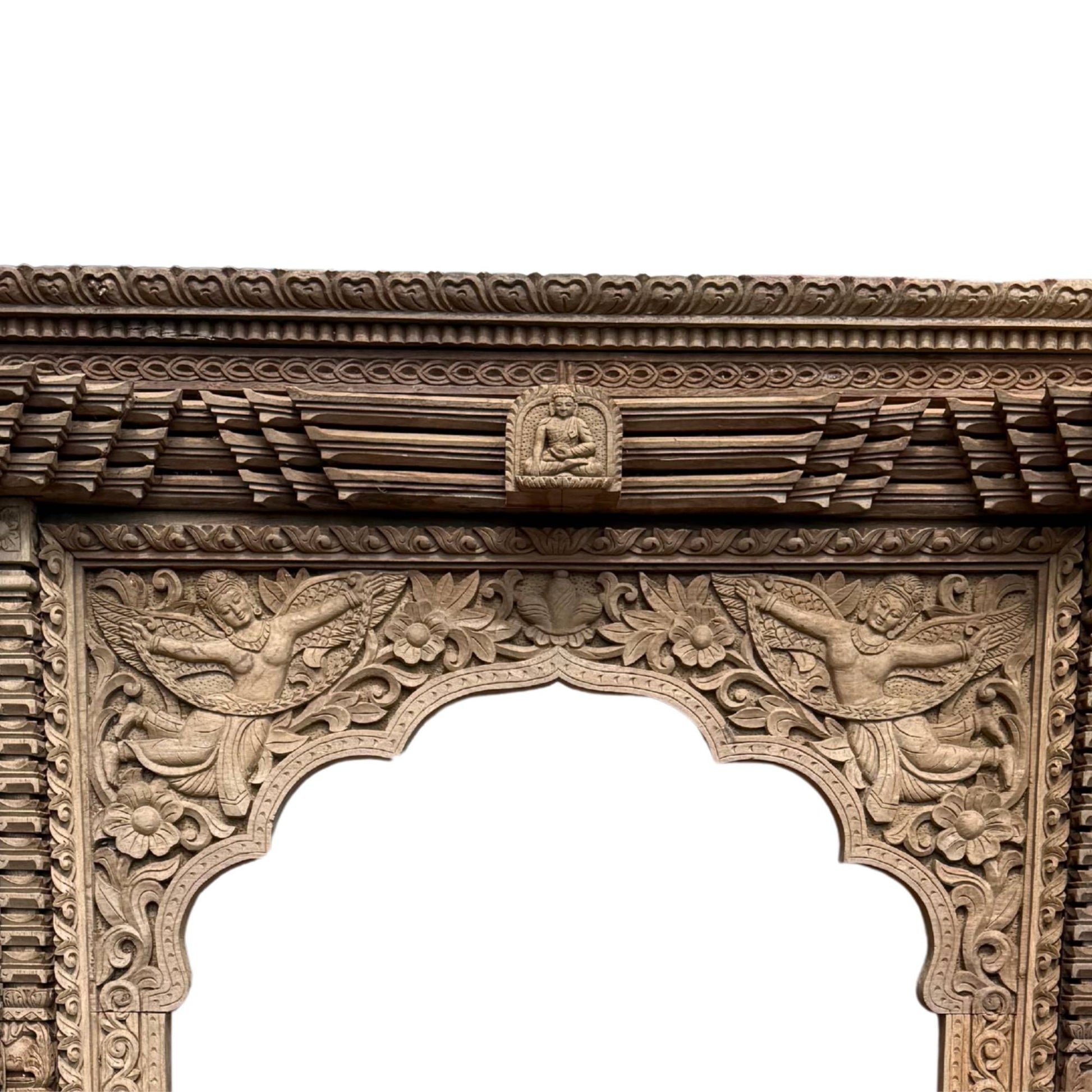 Detail of 19th-century teak wood core sculpture, architectural antique