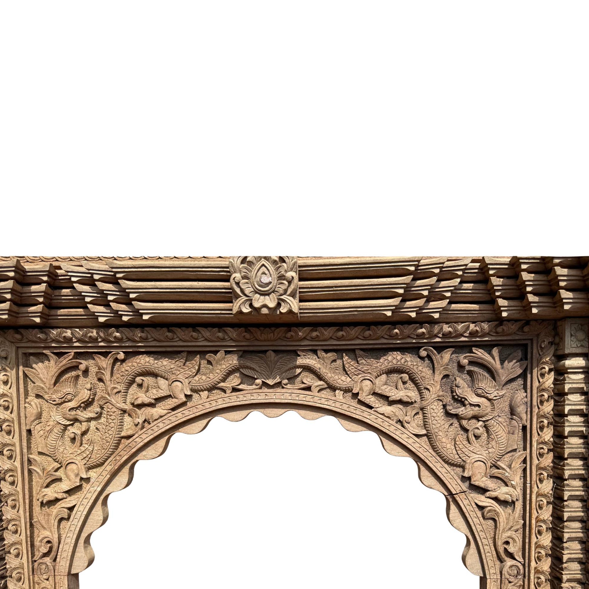 Documented ancient possession Nepalese teak wood window pre-UNESCO