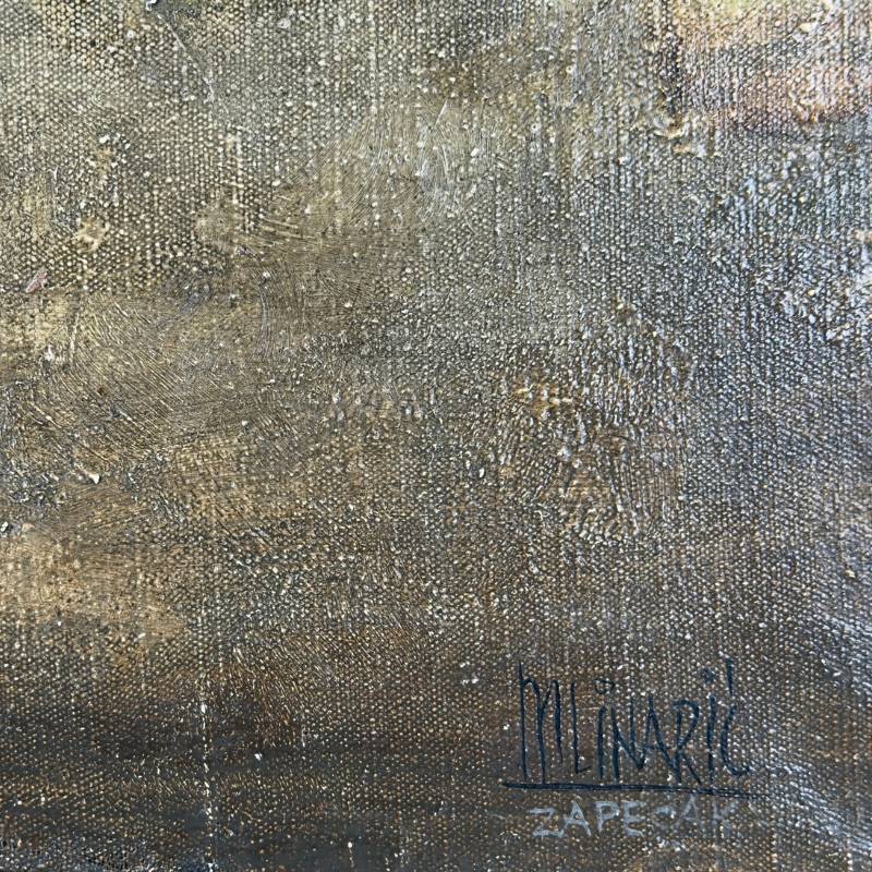 Close-up of a signed oil painting on canvas by the master of Naive art, Pavao Mlinarić.