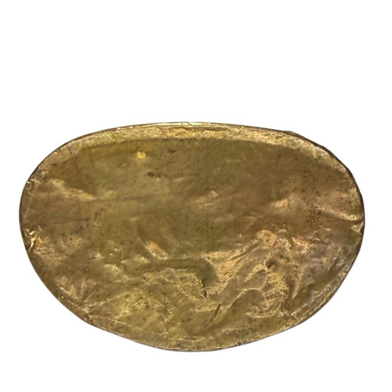 Brass Buddha profile with authentic dark patina.