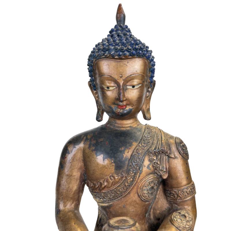 Majestic gold-colored Medicine Buddha art object