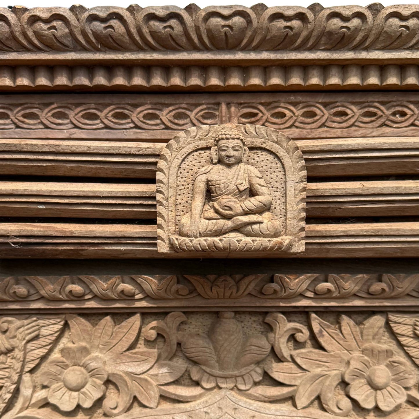Solid teak Tectona grandis monumental window frame Nepal