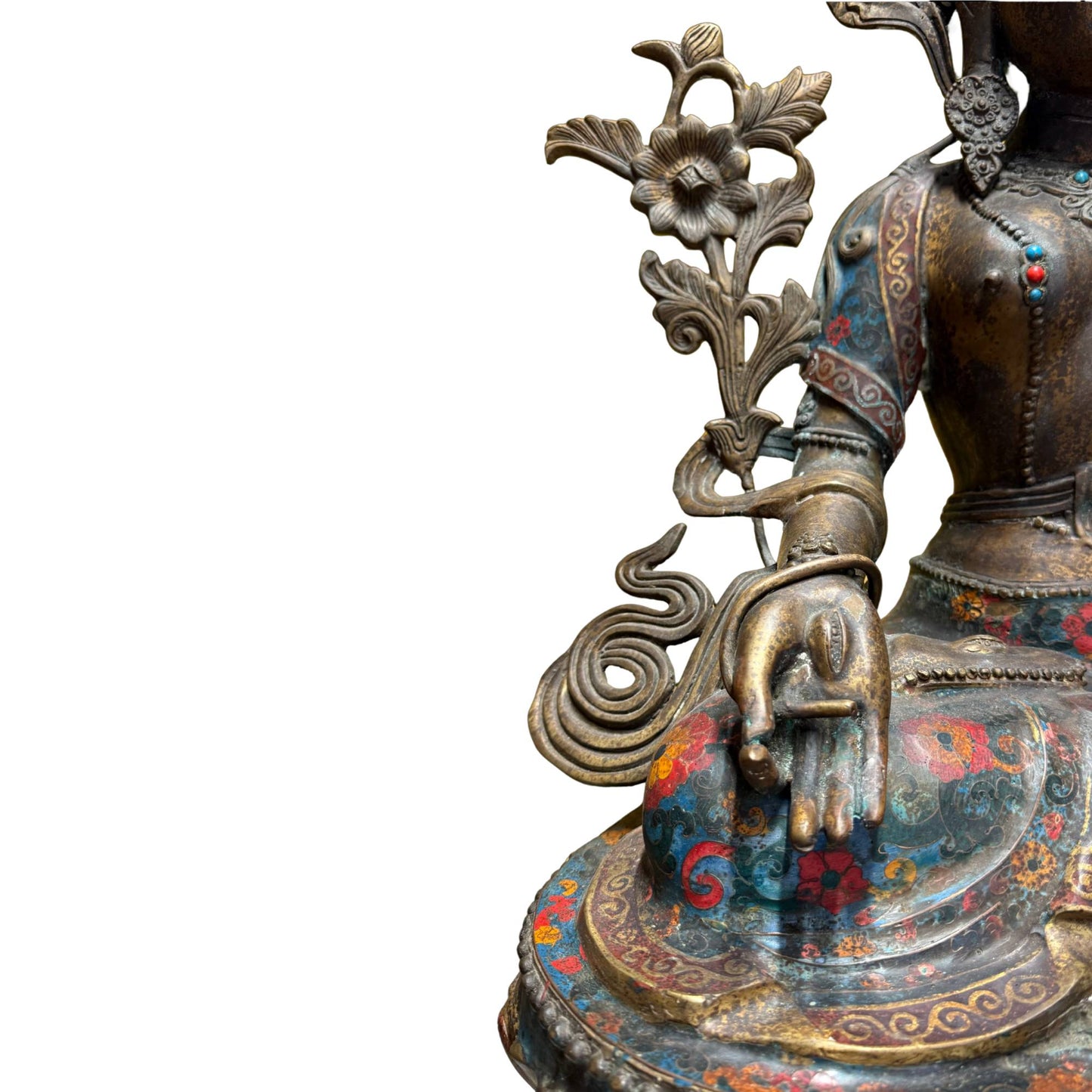 Monumental Sitatara Buddha gilt bronze cloisonne enamel late Qing dynasty