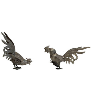 Ensemble de coqs thaïlandais en métal – Statues décoratives (XXe siècle)