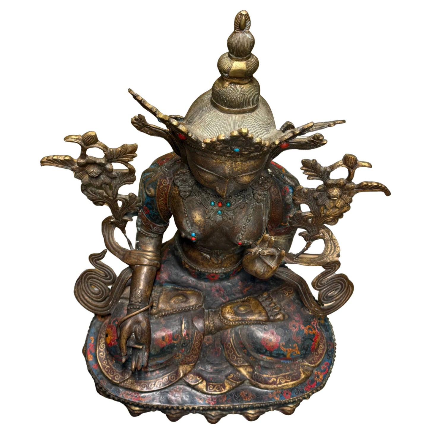 Sitatara Tibetan Buddhism gilded bronze cloisonné enamel 19th century masterpiece