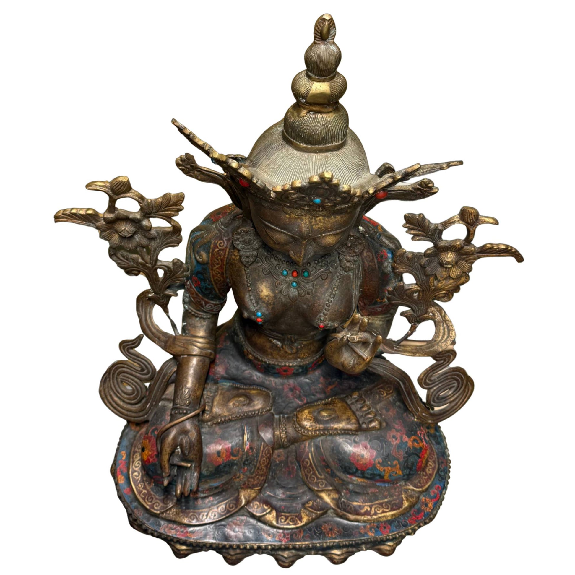 Sitatara Tibetan Buddhism gilded bronze cloisonné enamel 19th century masterpiece