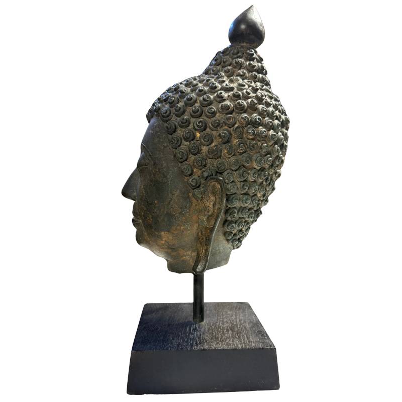 Spiritual art object heavy bronze Buddha head Thailand 4.3kg