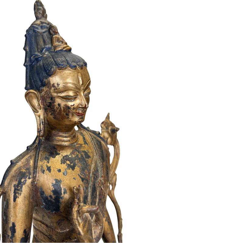 Tibetan style Bodhisattva gold-colored bronze