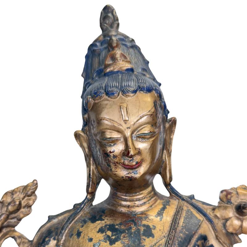 Handmade Bodhisattva in gilded bronze