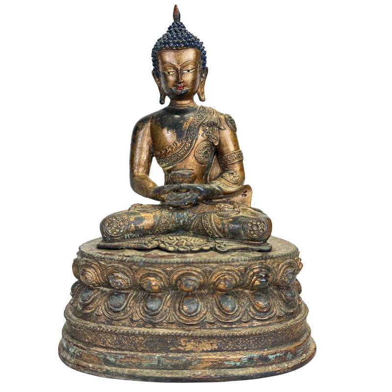 Medicine Buddha Bhaisajyaguru statue, gilded bronze