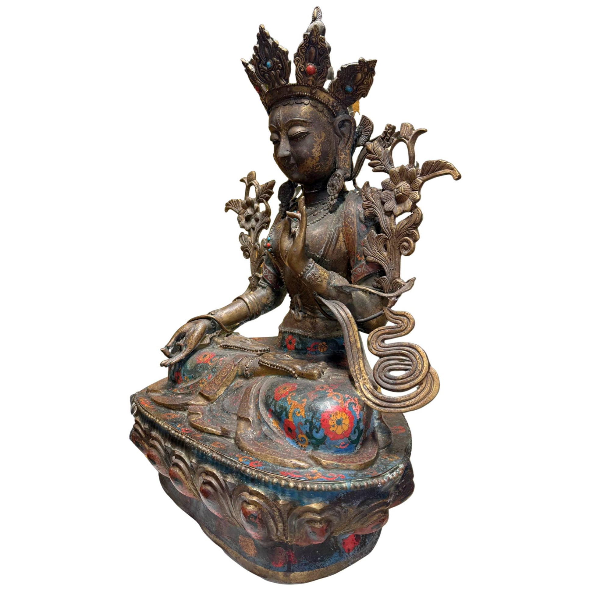 White Tara mudra blessing instruction gilded bronze cloisonné enamel 19th century