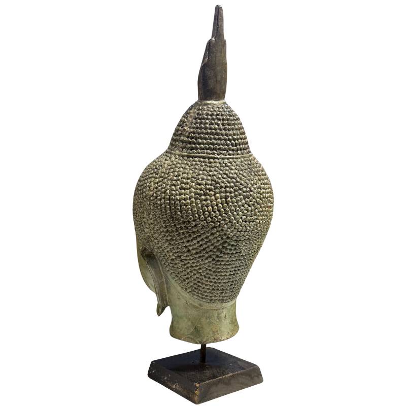 Side view Thai Buddha head bronze profile meditation Zen