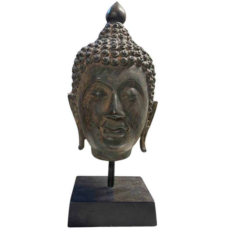 Heavy Thai bronze Buddha head 4.3kg 39cm Sukhothai style