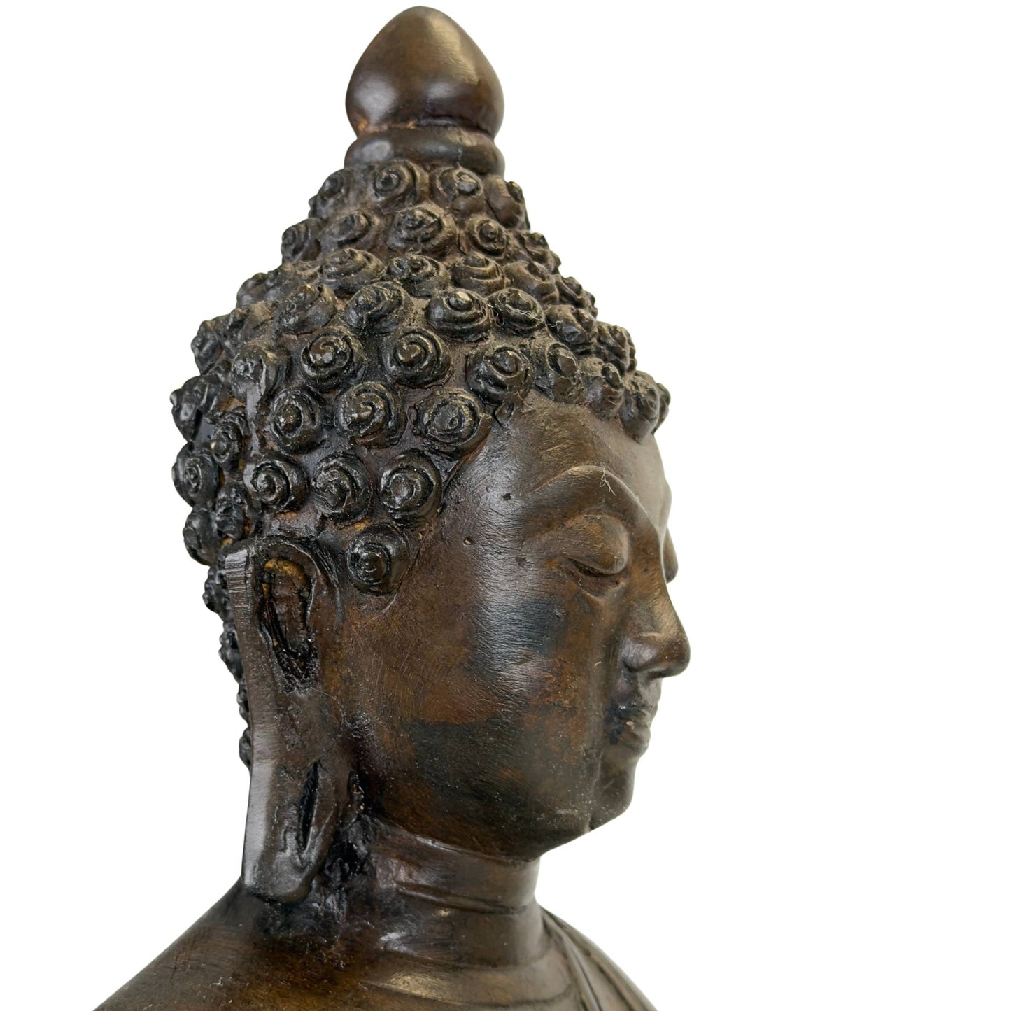 Rear view showing the flowing lines of the monk's robe (Sanghati).