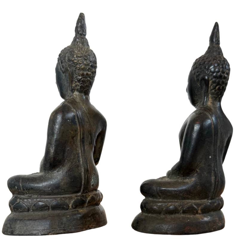 Rear view of Thai Buddha sculpture, bronze patina details