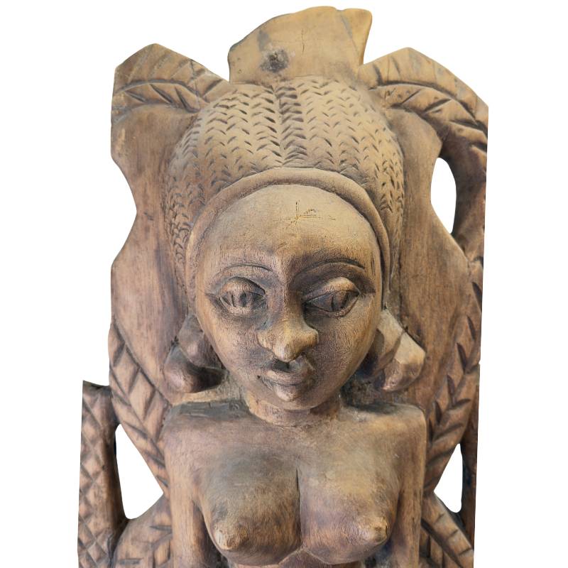 African wooden sculpture with patina and aged surface