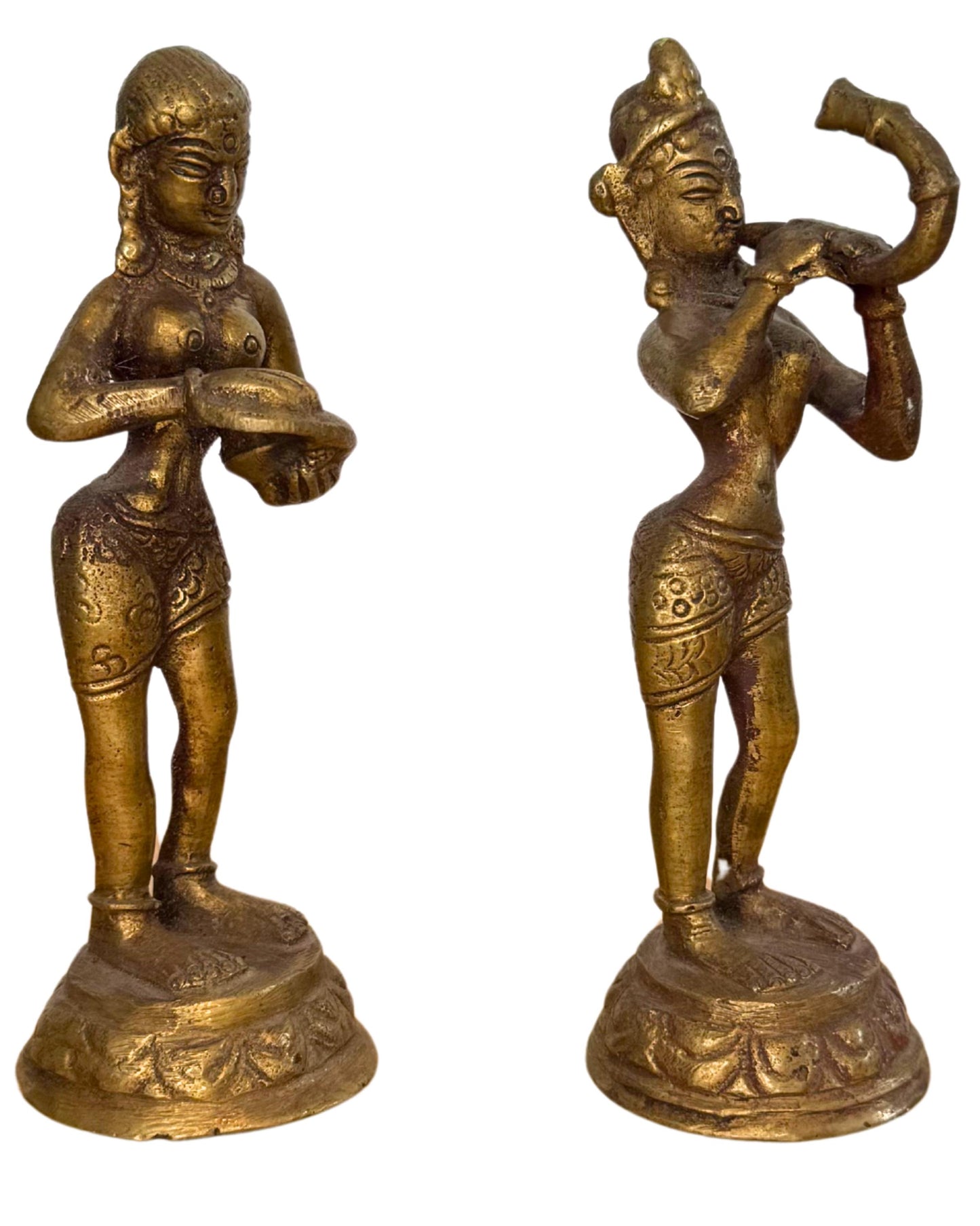 Hindu bronze altar figurines set, decorative and spiritual