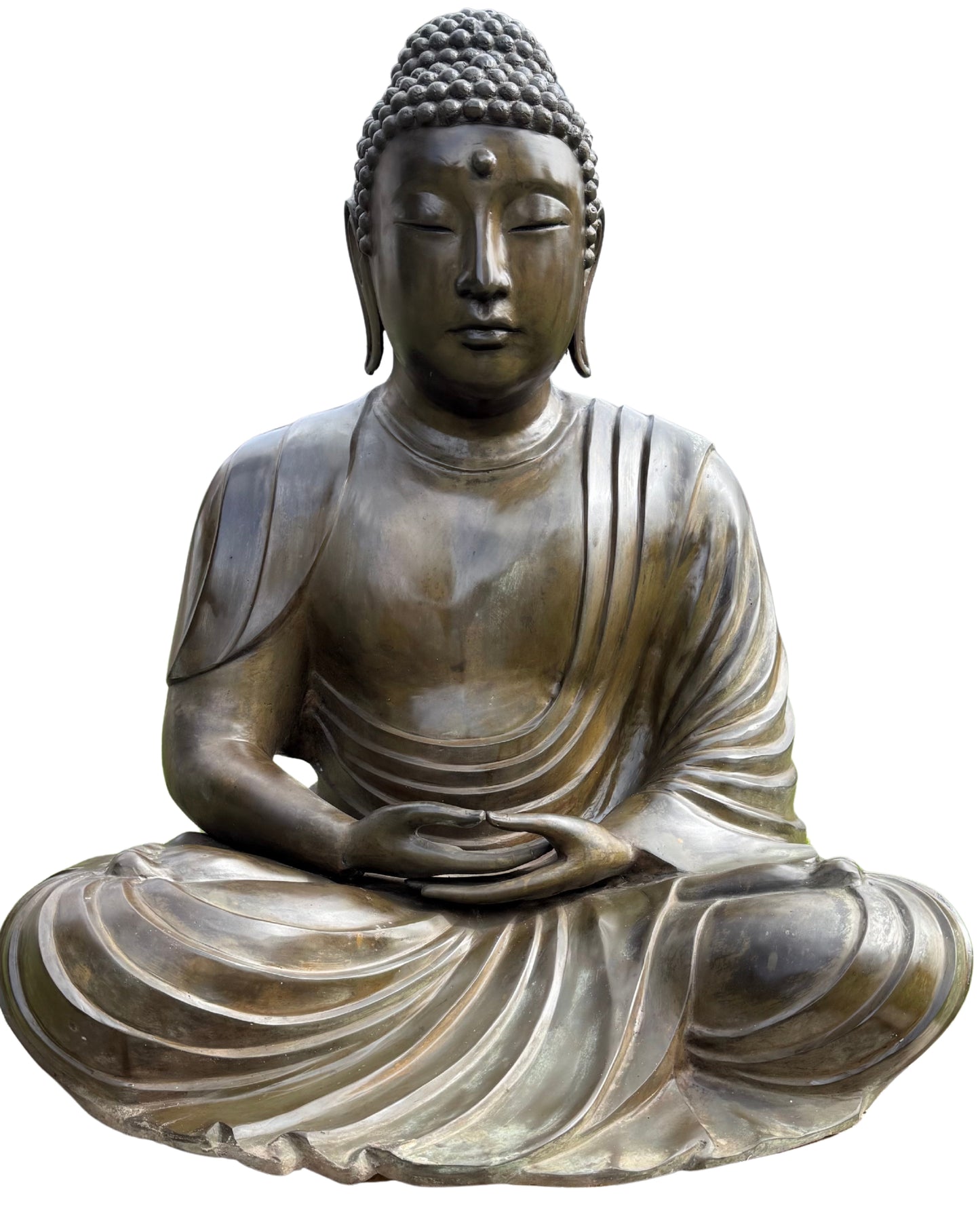 Bronzen Amida Boeddha opgesteld als groot Boeddha tuinbeeld