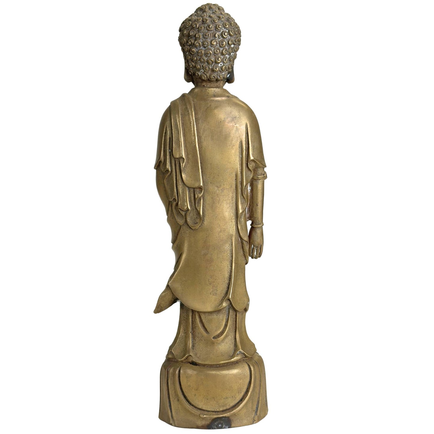 Amitabha Buddha in bronze with a serene posture and lotus as a symbol of spiritual growth