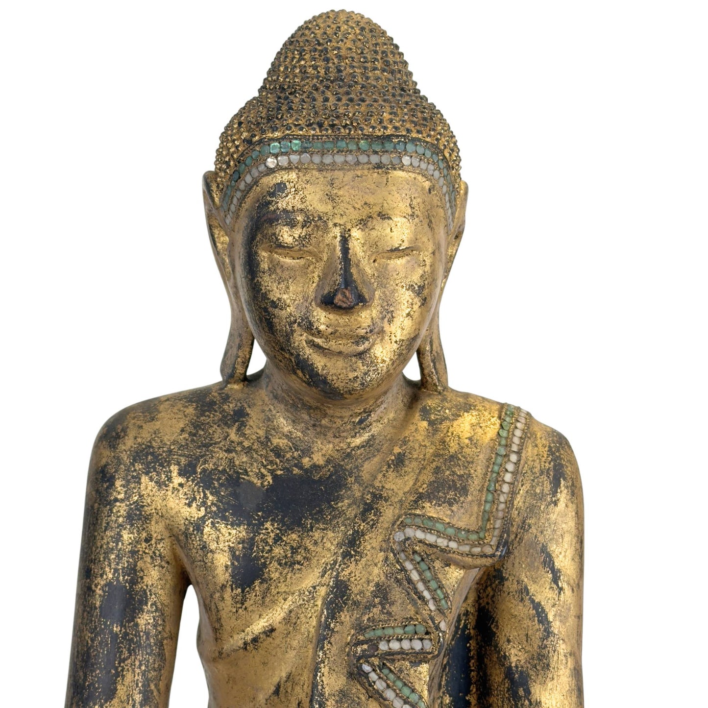 Antique Asian wooden Buddha statue
