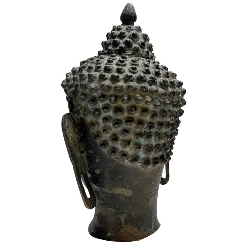 antique Buddha head bronze Himalaya classic shape natural aging
