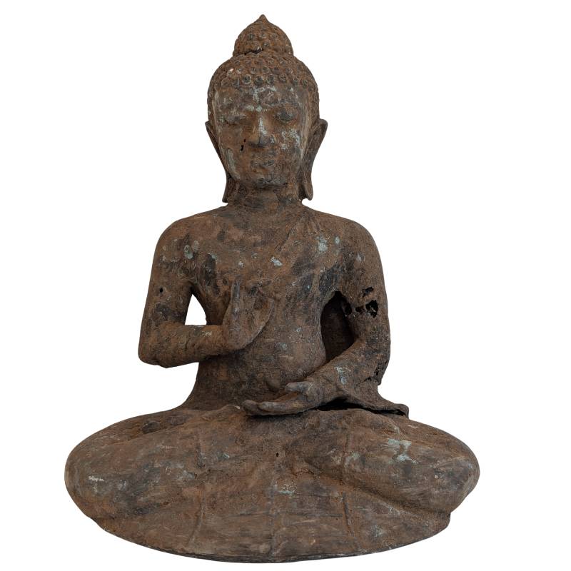Antique bronze Buddha statue Burma 17th-18th century meditation abhaya mudra