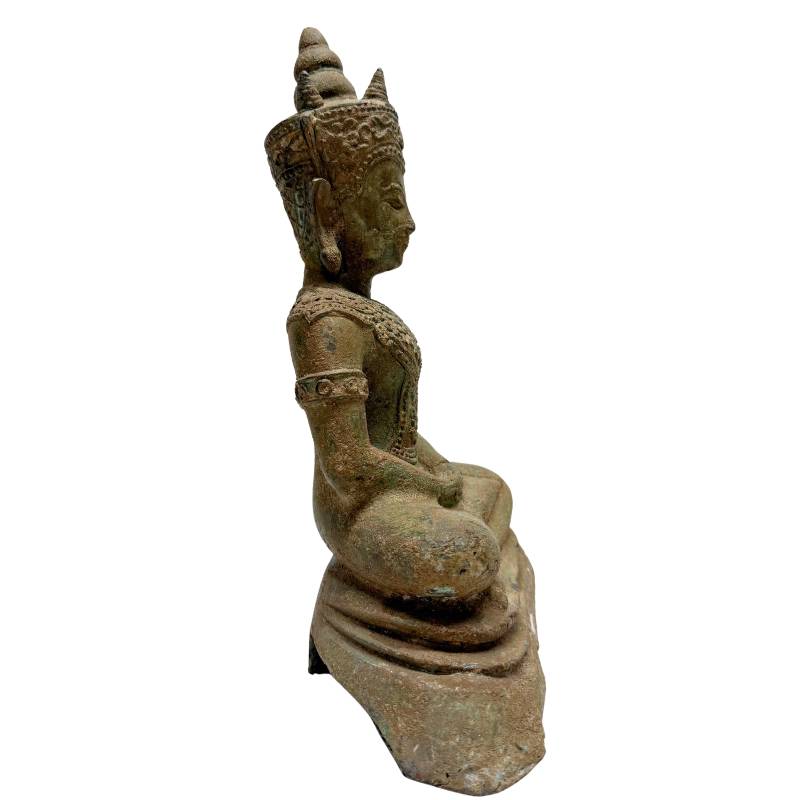 antique Buddha statue bronze natural oxidation old wear