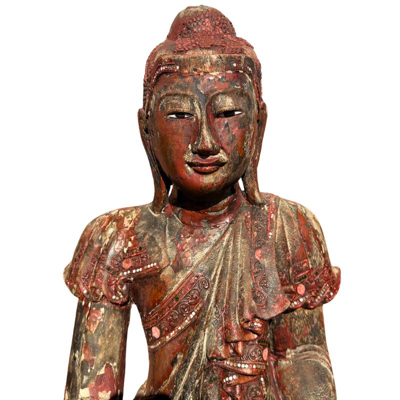 Antique wooden Buddha statue from Myanmar

