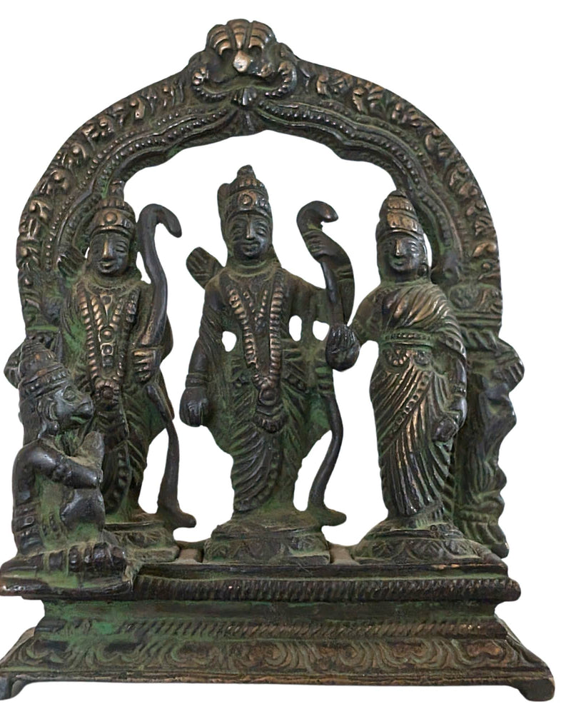 Bronze antique indien - Retable Ram Darbar (Rama, Sita, Lakshmana, Hanuman)