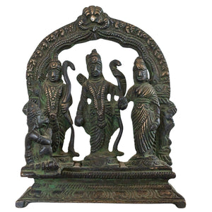 Bronze antique indien - Retable Ram Darbar (Rama, Sita, Lakshmana, Hanuman)