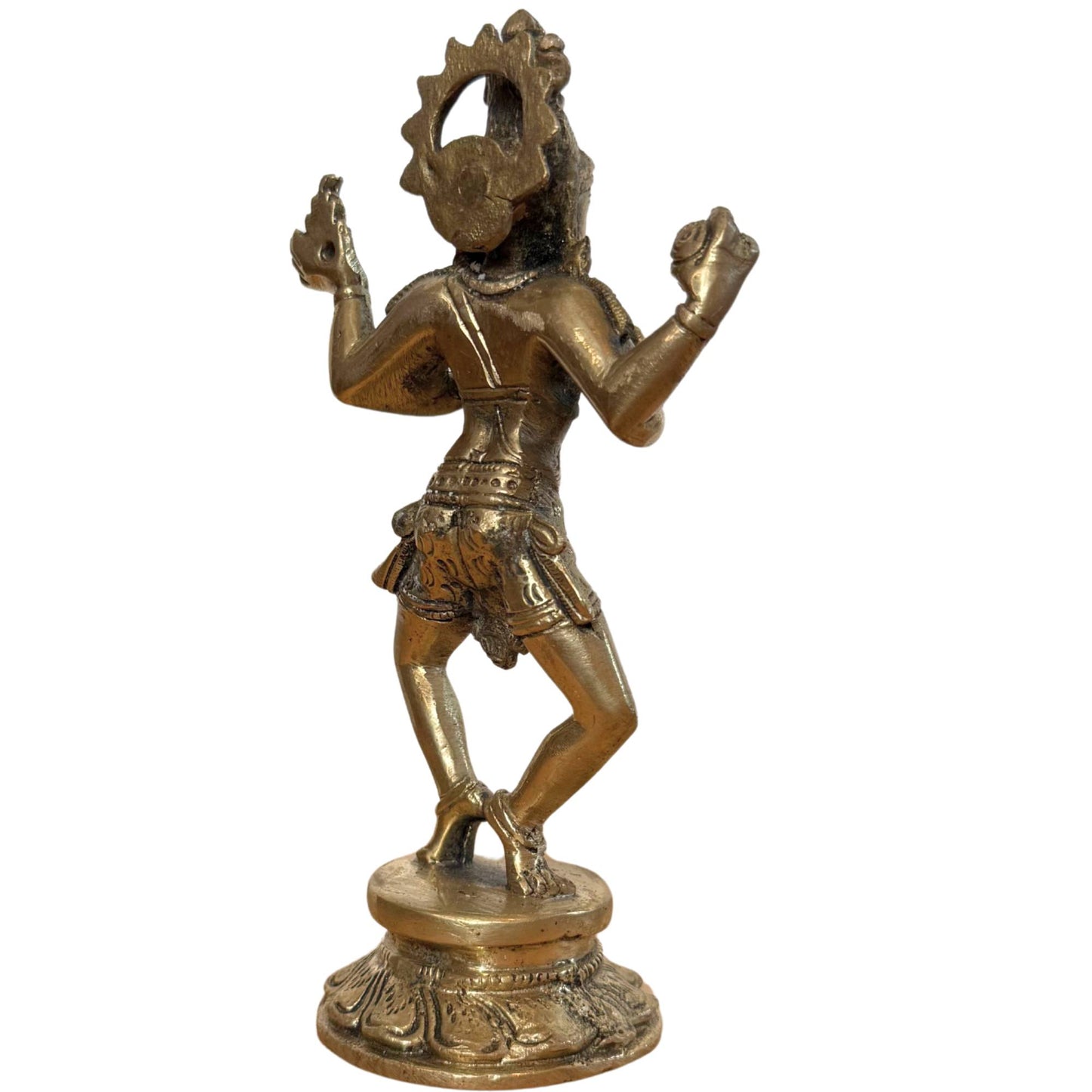 Back of the Shiva Nataraja with natural black patina and casting details.