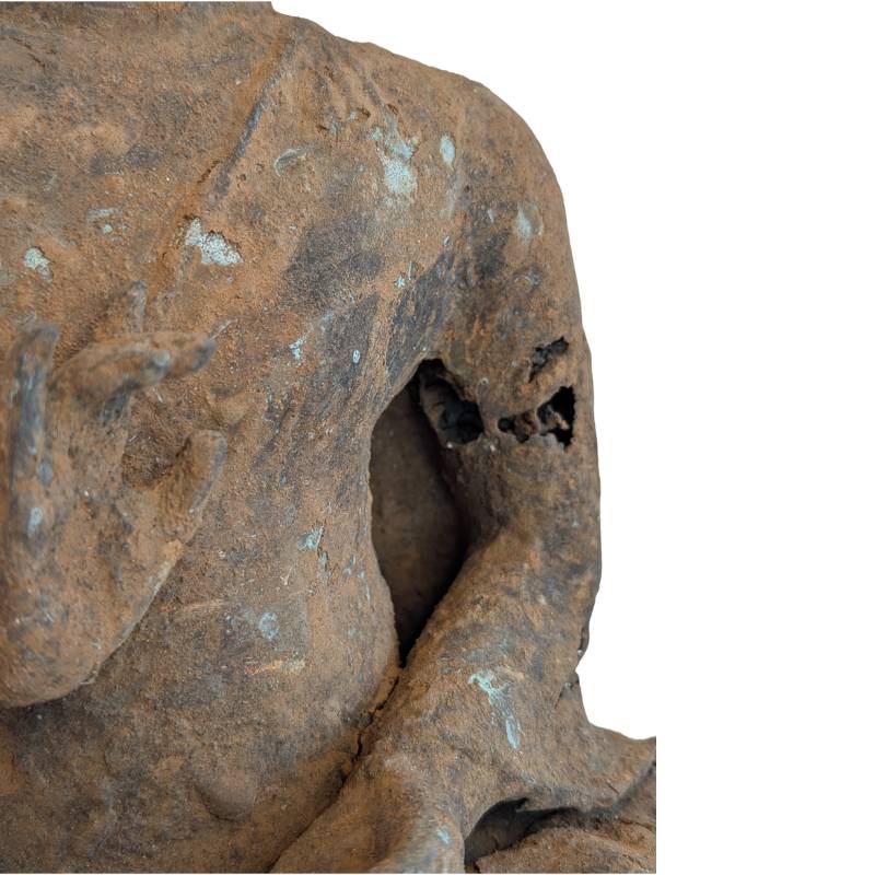 Antique bronze Buddha statue Burma natural corrosion meditation
