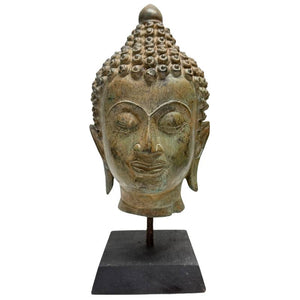 Tête de Bouddha en bronze antique – Thaïlande – XIXe siècle – Lot 452