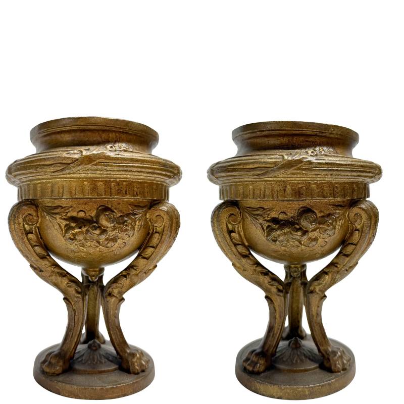 Antique bronze bonbonnière set from France with mirror tray
