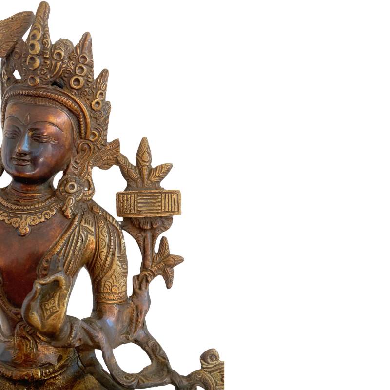 Antique bronze Manjushri statue on a lotus base