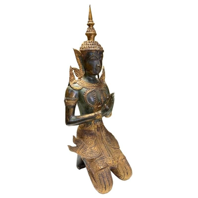 Thai temple guardians of antique bronze with historical patina and appearance