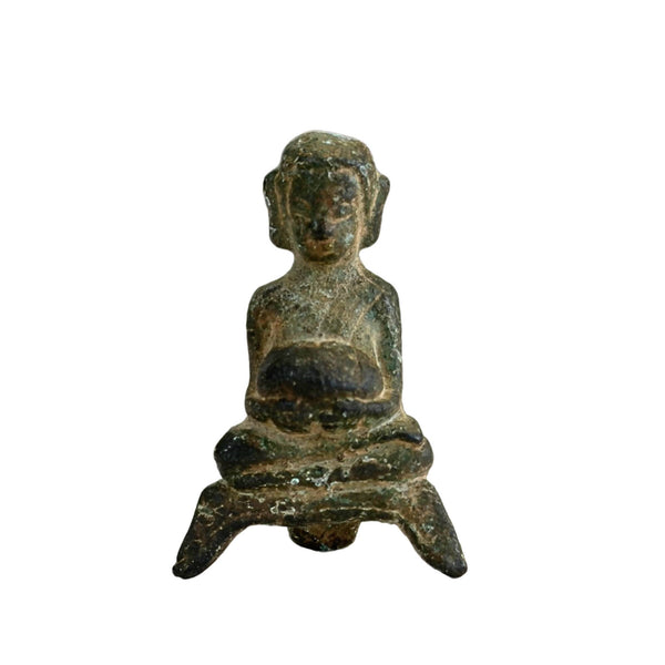 Figurine votive antique en bronze représentant le Bouddha – Thaïlande, tradition d'Ayutthaya, XVIIIe-XIXe siècle